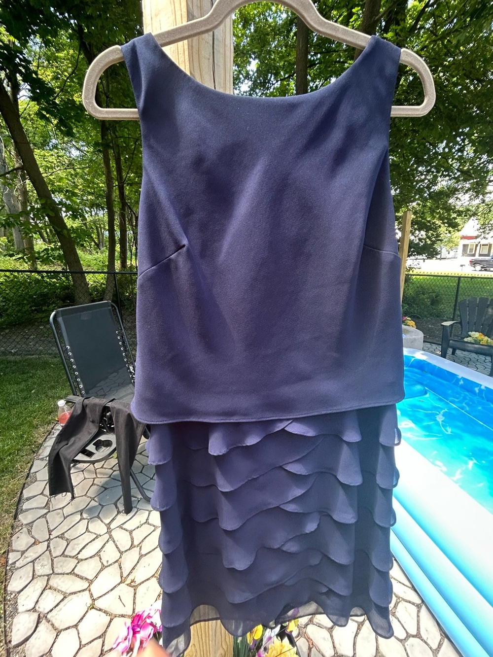 NWOT EVAN PICONE Tiered Midi Dress, Sleeveless, Cowl Back, Scoop Neck
